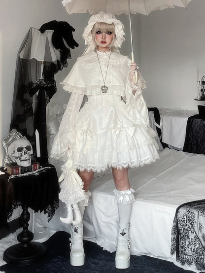 White Rounded Collar Cape