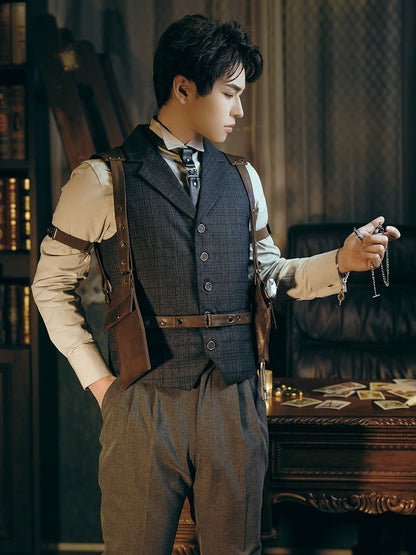 PU Shoulder Harness Holster Coffee Steampunk Adjustable