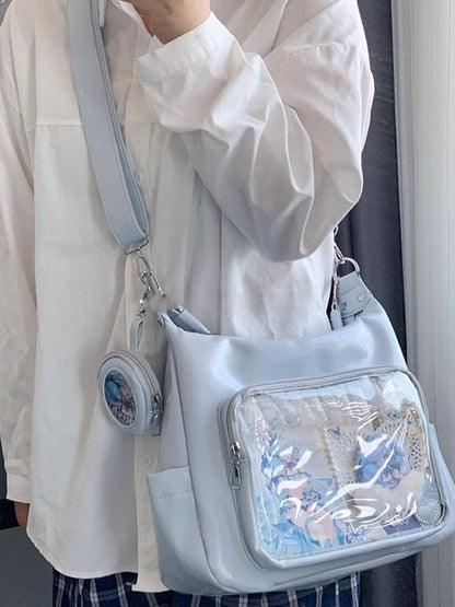 Shoulder Crossbody / Convertible Colors Bag with Badge 7 Charm Strap Ita