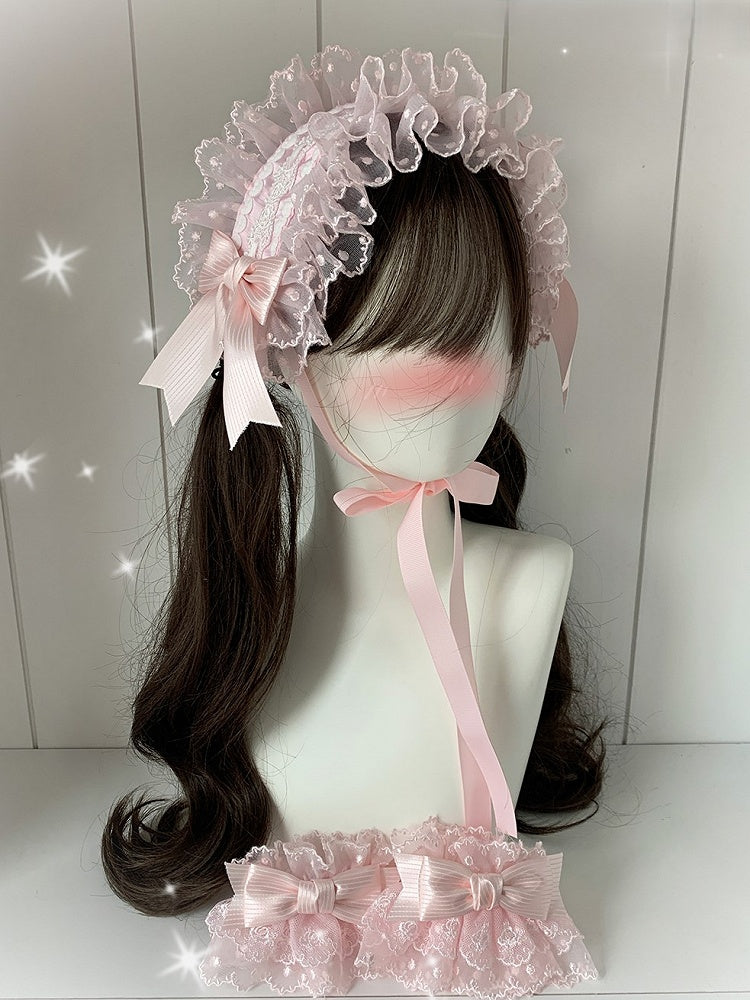 Color Lolita Pattern Trim Hairband Polka-dot 3 Lace Options Sweet