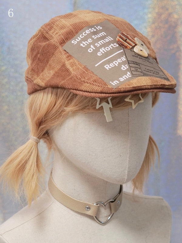 Options Applique Hat Beret Button/Star/Dog Y2K 17