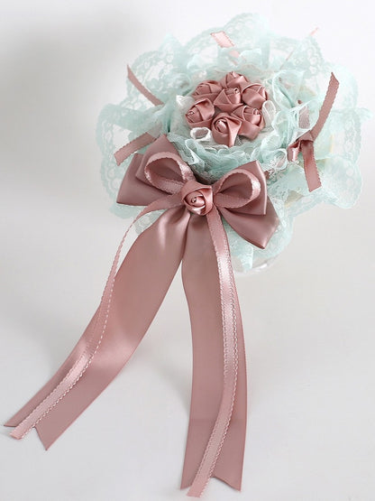 Hat Mini with Green Floral Design Pink