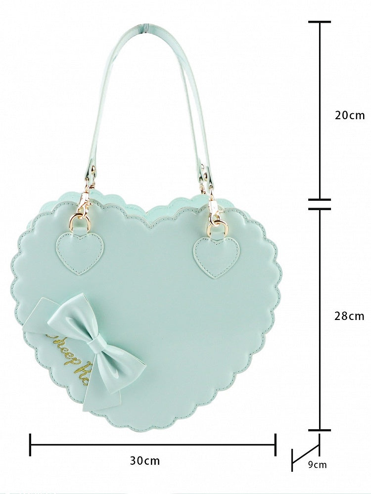 Crossbody/Hand Design Bag - Bow Mint Accent Small/Large Sweet Lolita Heart Zipper Size for Cookie