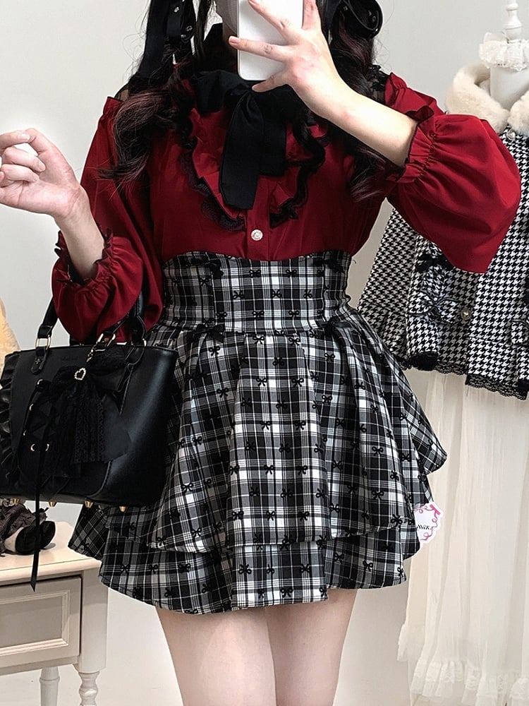High-Waist Edgy in Skirt: 3 Sweet Jirai Tiered Plaid Kei Colors