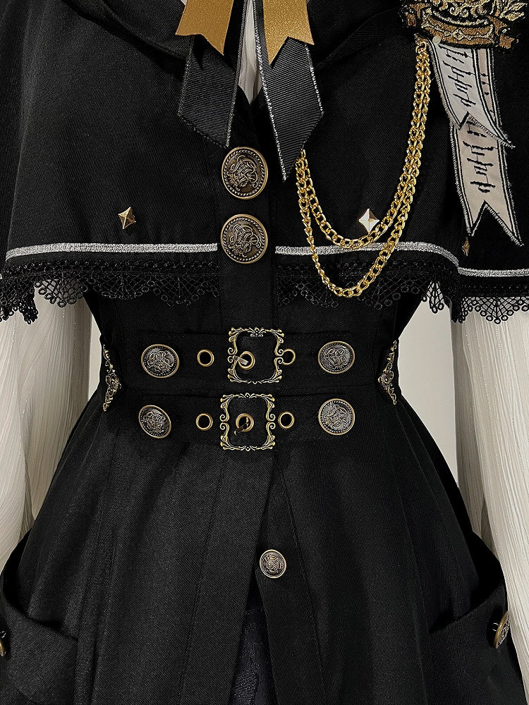 Lolita Skirt Dark Fashion Academia Print Coat Dragon Cape White Gothic Blouse Hooded +