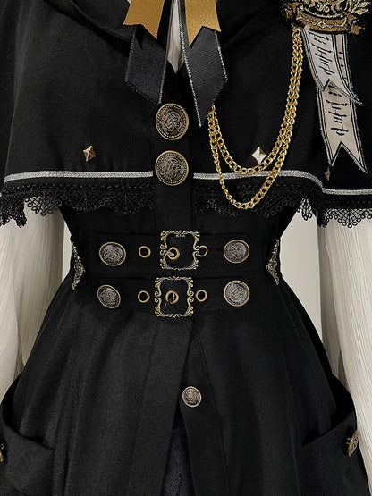 Lolita Skirt Dark Fashion Academia Print Coat Dragon Cape White Gothic Blouse Hooded +