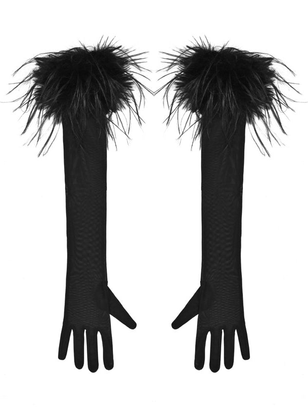 黒のふわふわカフスゴススタイルグローブ