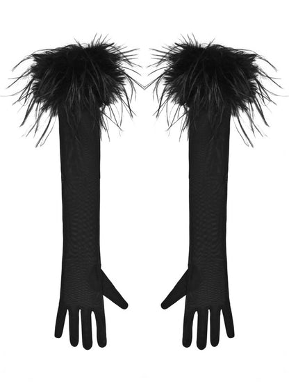 黒のふわふわカフスゴススタイルグローブ