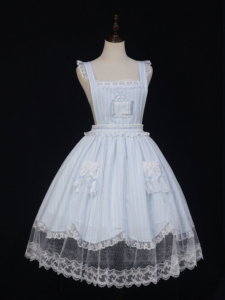 Summer Beach Blue White Lace Overlay Lolita Dress - Liz Bird