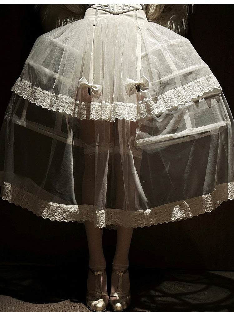 Tulle Gothic Lolita Bow with Skirt White Layered Details