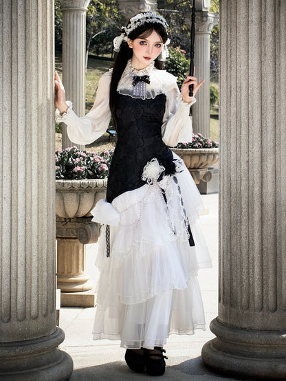 ロングフリルスリーブブラウスカラー