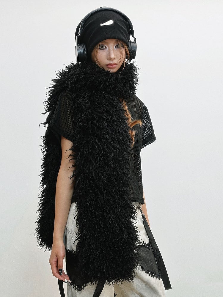 Black Plush Scarf
