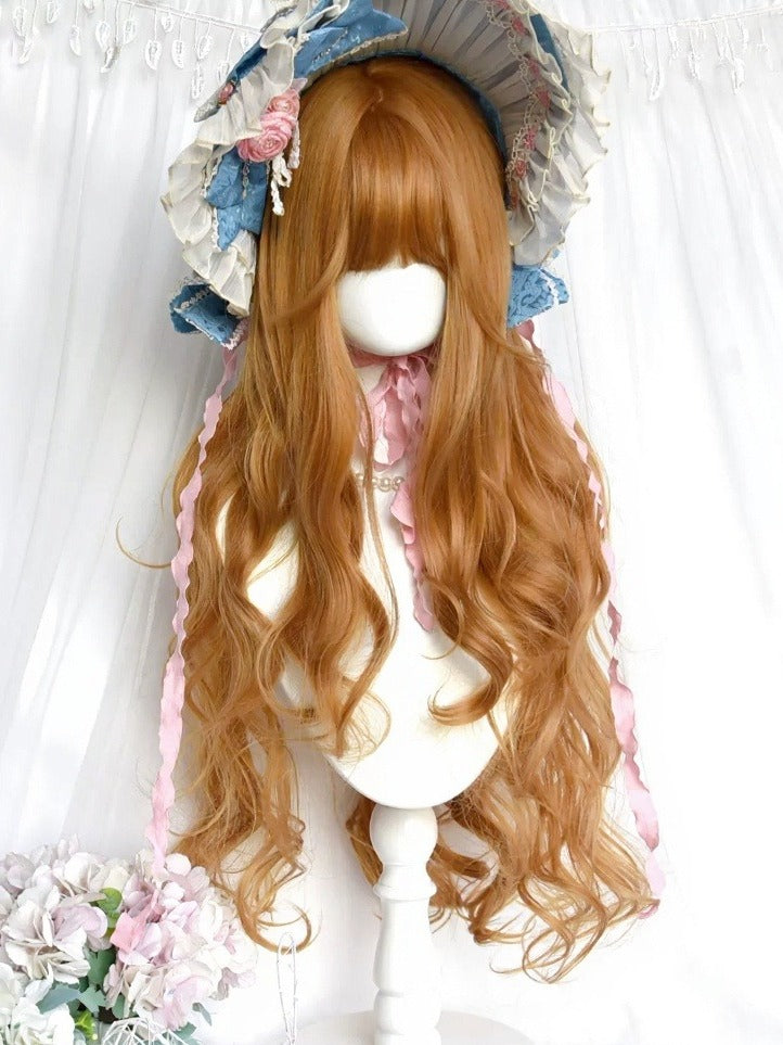 Brown 80cm Long Wavy Curly Wig with Full Bangs - Sinwavy