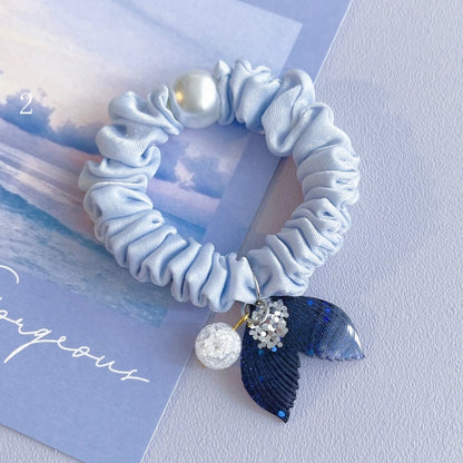 Perlenbesetzter 7 Meerjungfrau Charm Optionen Blaues Haargummi verziert