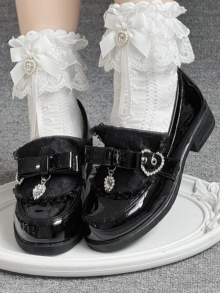 Jirai Polished Black Low Slip-On - with Loafers Kei Heel