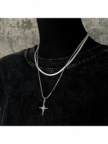 Silver Cross Pendant Necklace - Strange Sugar