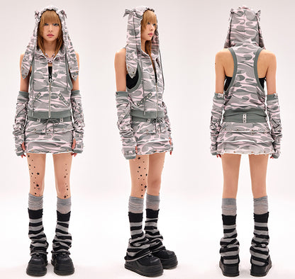 クロスストラップ スタッズグローブ ブラック/グレー/ピンク