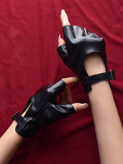 Cyberpunk Buckle Schwarz/Weiß/SchwarzWeiß Fingerhandschuhe