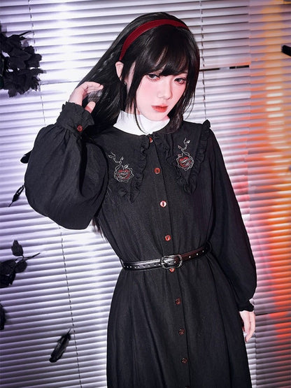 Dress Embroidery Sleeve With Gothic Balloon Black Eden-inspired