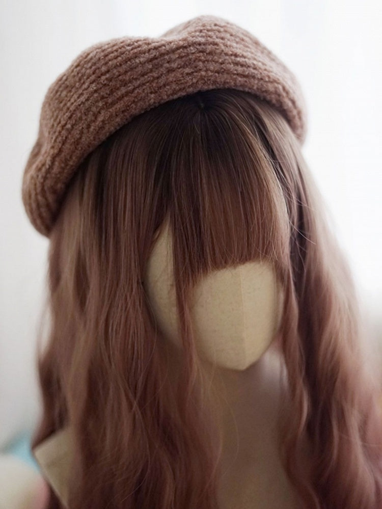 Lila Ombre lange gewellte Perücke mit vollem Pony