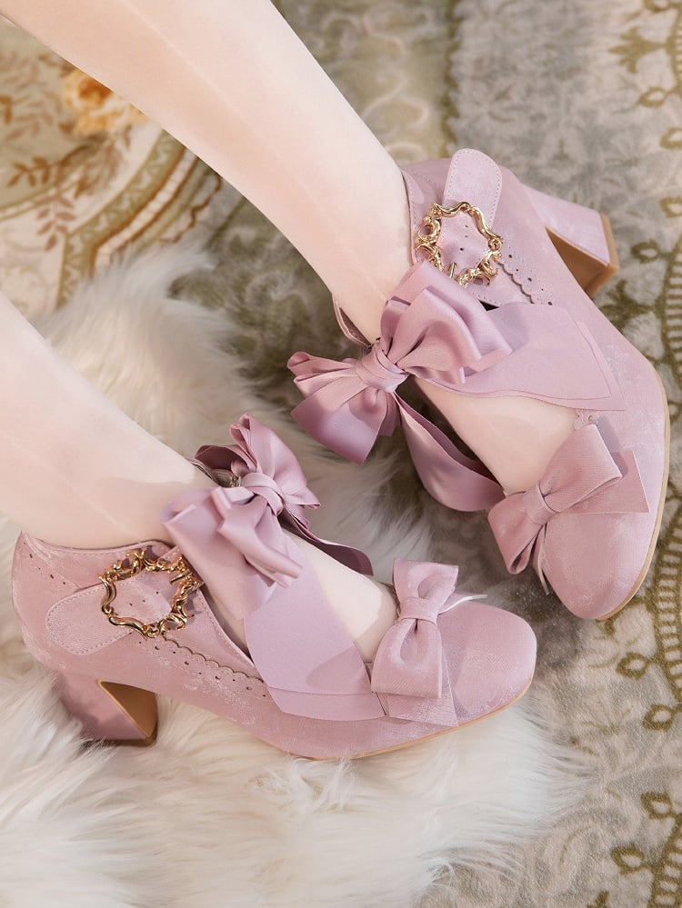Bowknot High-heel Elegant in Shoes Lolita Details Pink