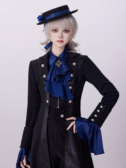 Black Zip Jacket with Jacquard Placket and Lace-Up Back Cutout - DevilInspired Exclusive Collection