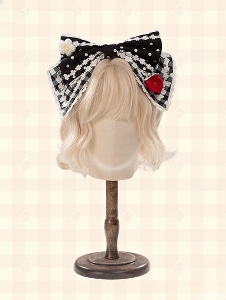 Red/Pink/Black Lolita KC with Strawberry Polka-dot Bow and Accents