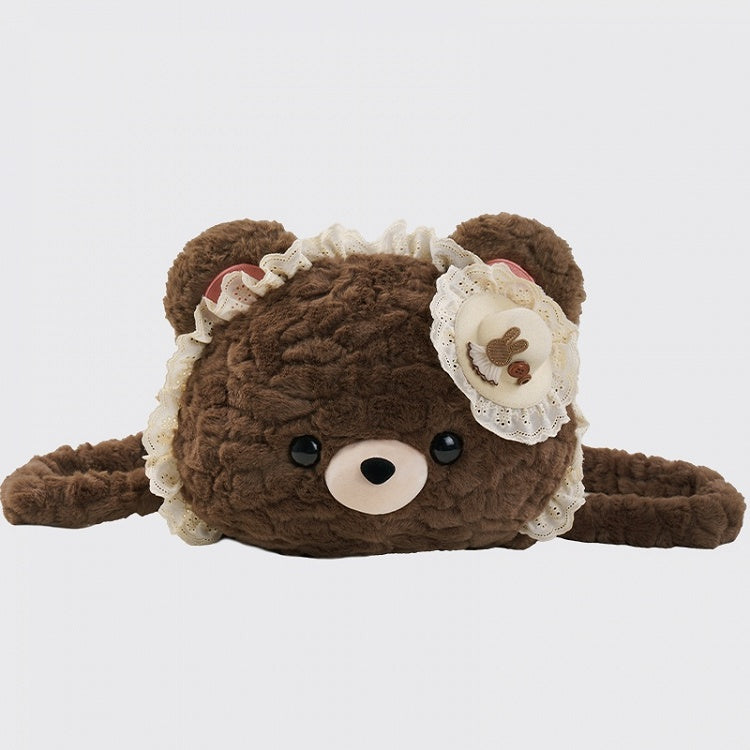 Brown Bear Shaped Lace Plush Backpack