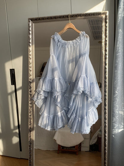 7-Color Cascading Ruffle Bell Sleeve Lolita Top - Starry Messenger