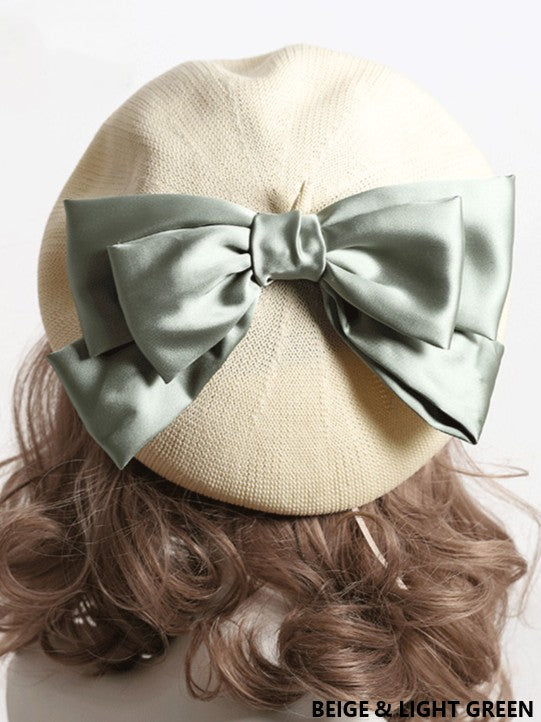 With Bowknot Lolita Color Detachable Options Sweet Beret 18 Large