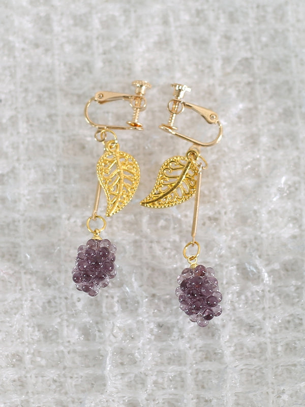 Green Leaf Purple - Fresh Grape / Lolita Clips Crystal Ear style