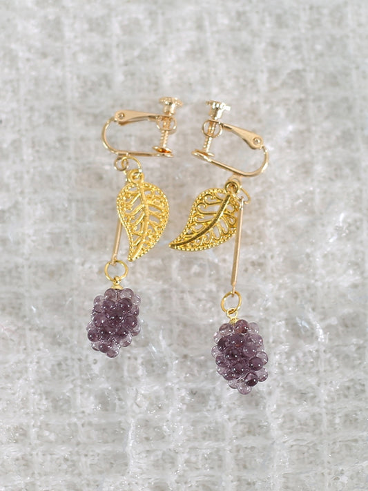Green Leaf Purple - Fresh Grape / Lolita Clips Crystal Ear style