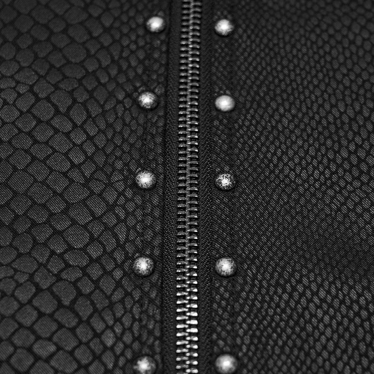 Snake Pattern Studded Black Men's Punk Shirt - Punk Rave