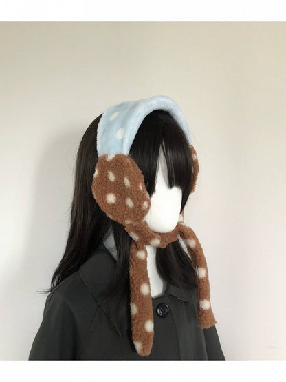 Adorable Scarf & Ear Warmer Set with Bowknot and Polka Dots - freetrader