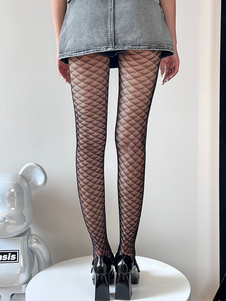 Black Y2K Cut-out Design Tights