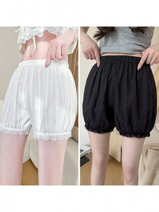 Cotton Lace Elastic Waist Bloomers - Lan Jian Chuan