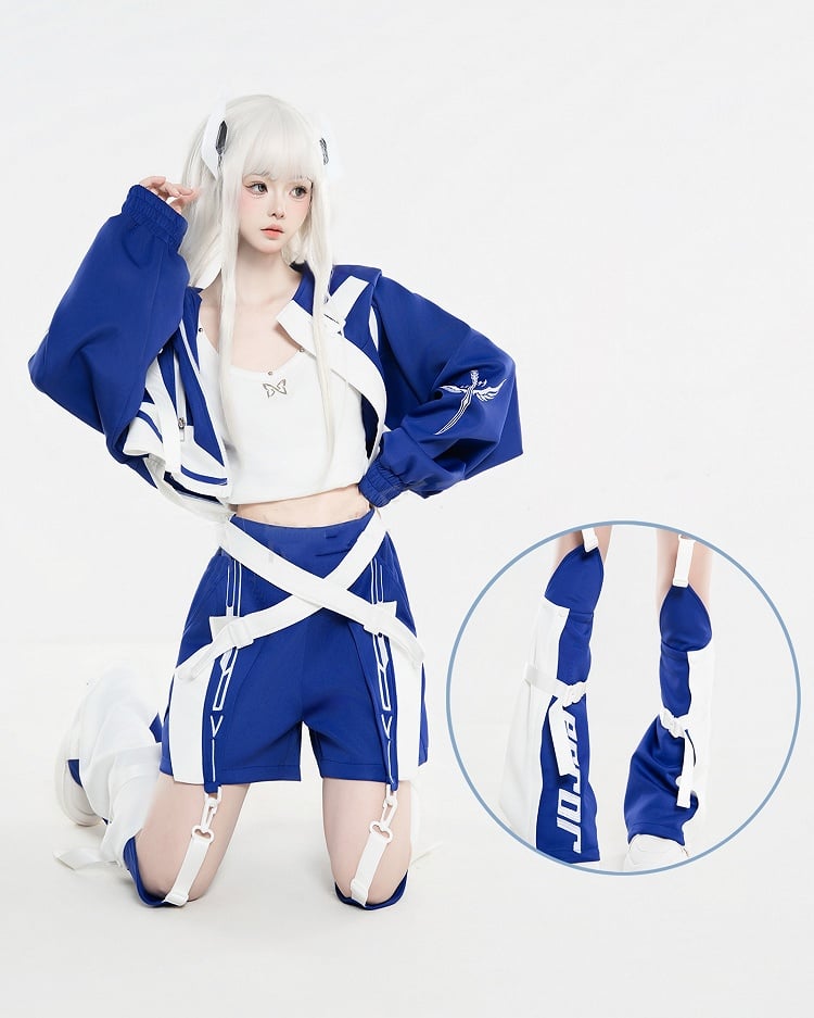 and Futuristic Landmine Klein Colorblock Style White Warmers Leg Blue