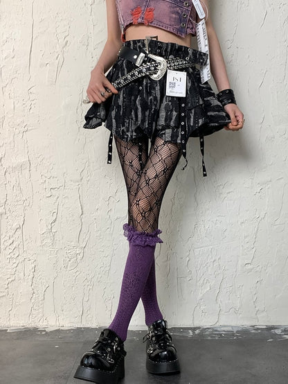 Y2K Design Hollow-out Tights Black