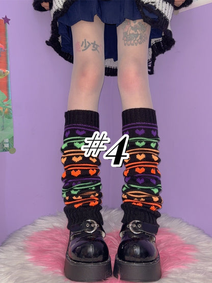 ストライプ柄ニットレッグウォーマー