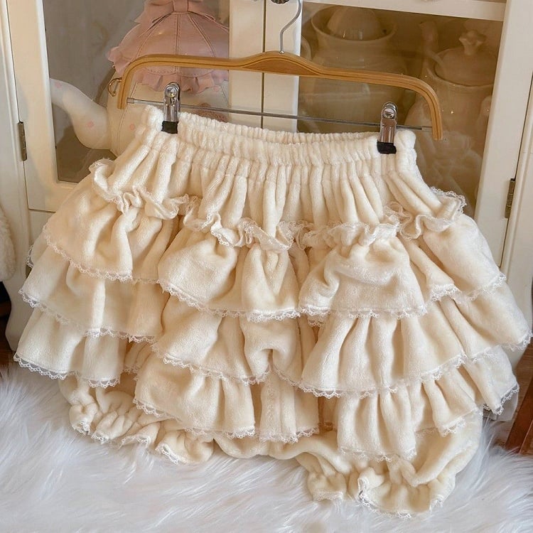Apricot Multi-Layered Fleece/Cotton Bloomers Ruffled Lolita