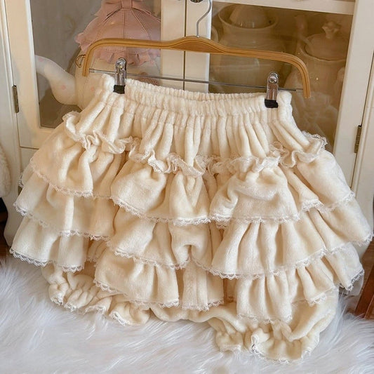 Apricot Multi-Layered Fleece/Cotton Bloomers Ruffled Lolita