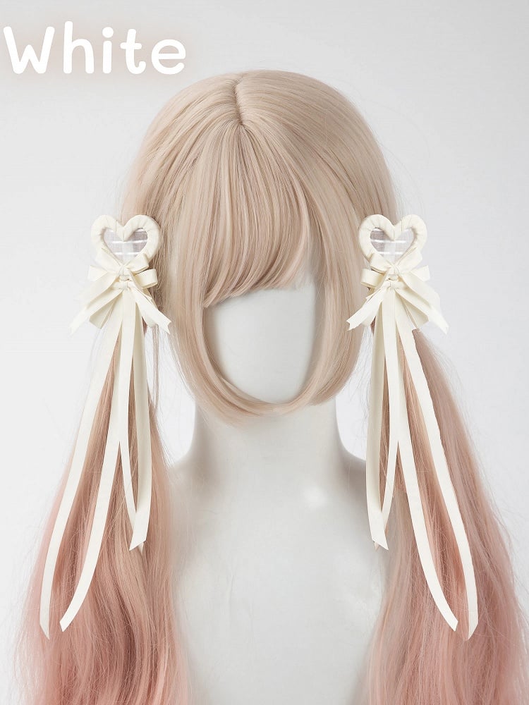 Multi-Color Bow Clip Hair Heart Pairs