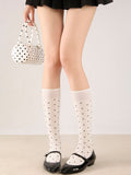 Calf Pattern Slimming Socks Black/White/Dark Polka Gray Dot
