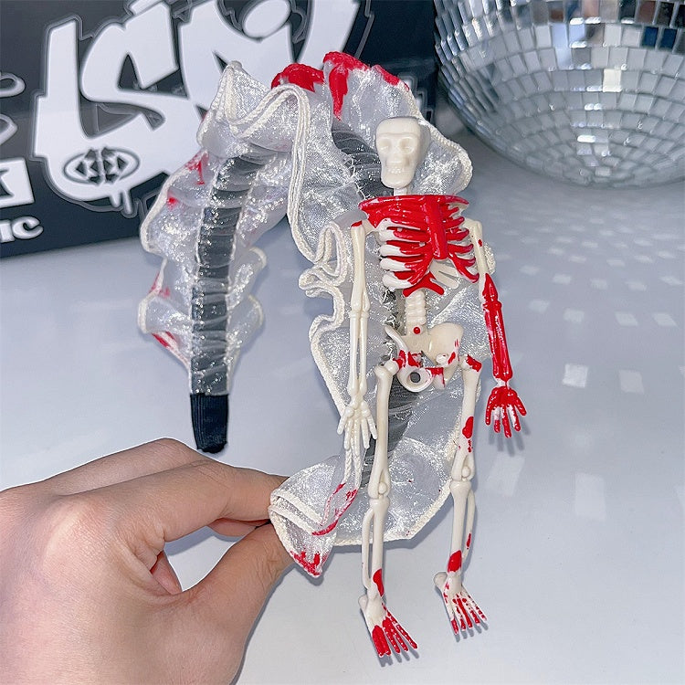 ホワイト/ブラック ハロウィン スケルトン レーストリム KC