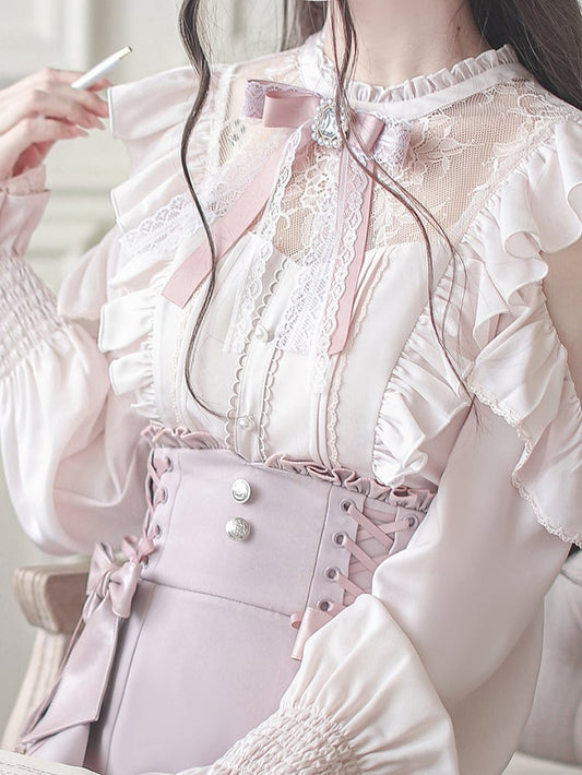 Trim Jirai - Rhinestone Elegant Accent Pink Kei Lace Tie Style Light and Sparkling Bow