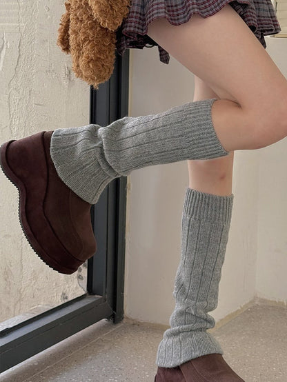Y2K Ribbed Trim Knitted Leg Warmers