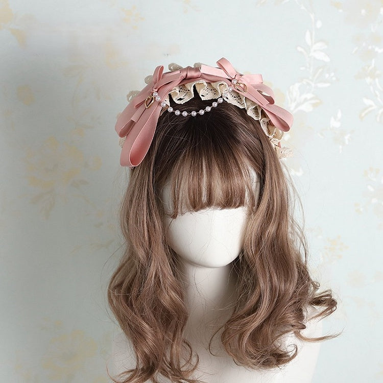 Chain Bead Ribbon Lace with Lolita and KC Pink