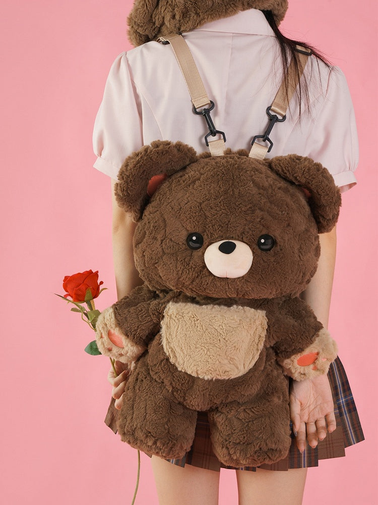 Detachable 35cm/50cm Backpack Brown Straps Plush Shoulder Bear Chocolate