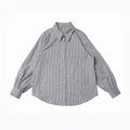 Kawaii Gray White Long Sleeve Plaid Shirt - PINK SAVIOR