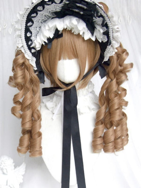 Hellbraune Bob-Cut-Perücke mit langem, lockigem Pferdeschwanz und Pony